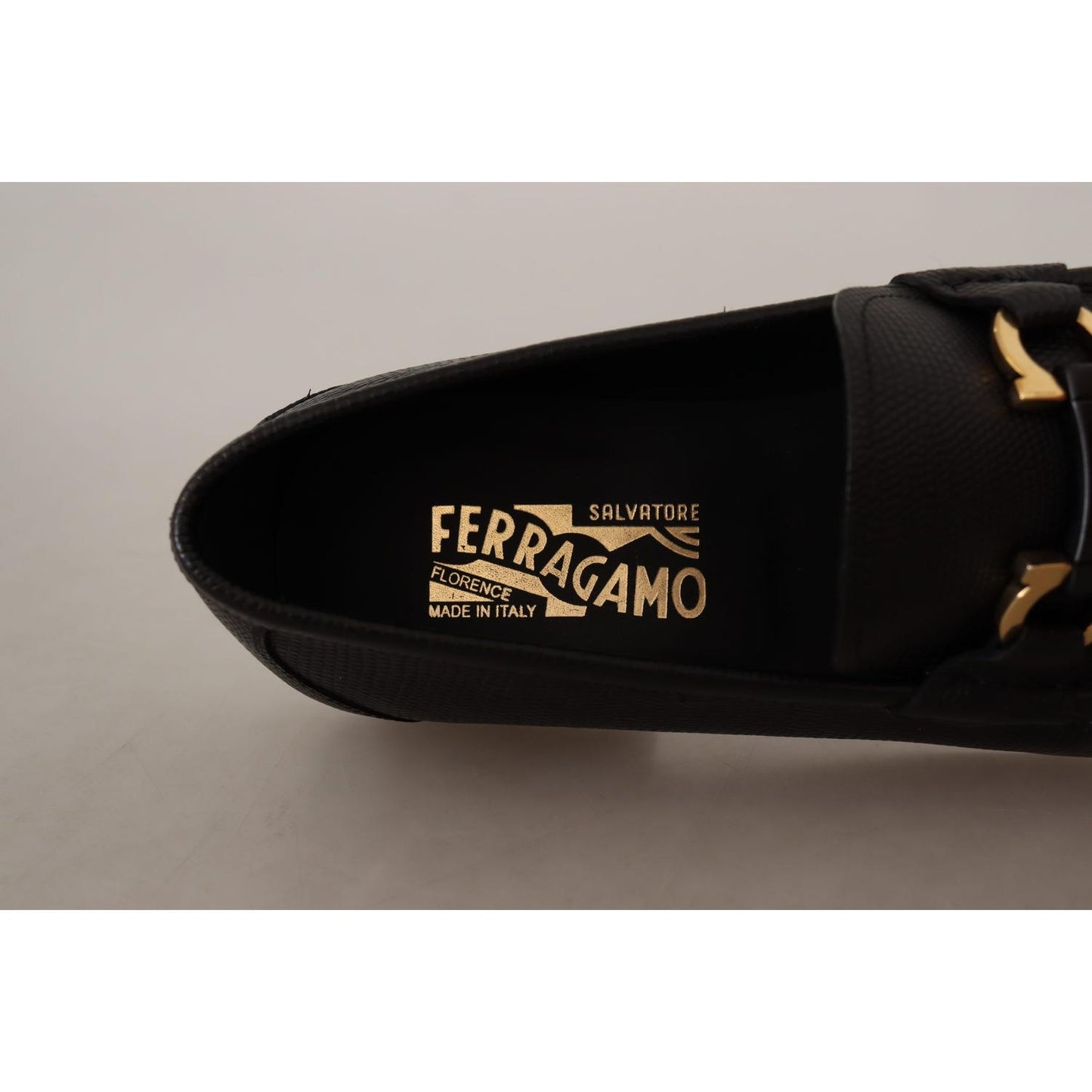 Salvatore Ferragamo Elegant Black Calf Leather Loafers Dress Shoes