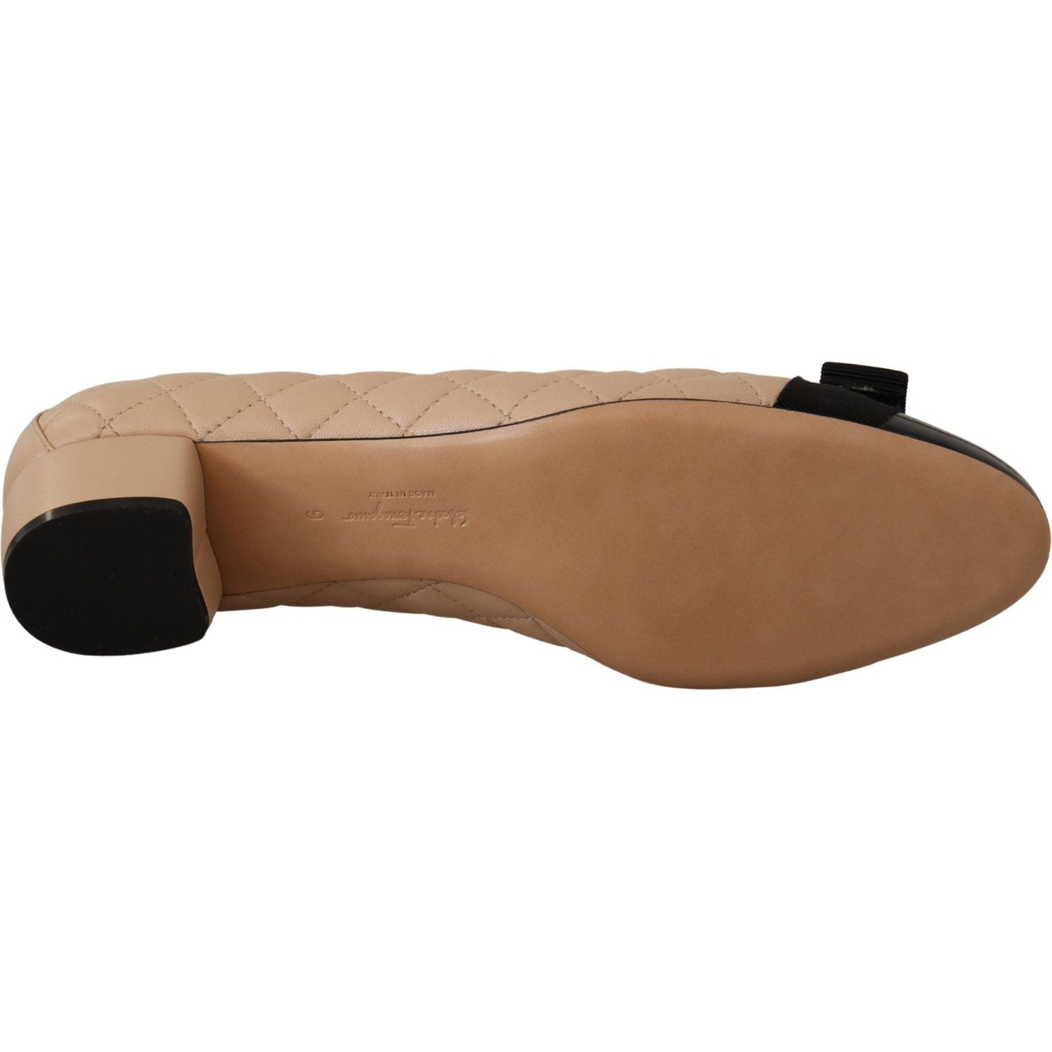 Salvatore Ferragamo Elegant Quilted Leather Pumps in Beige and Black