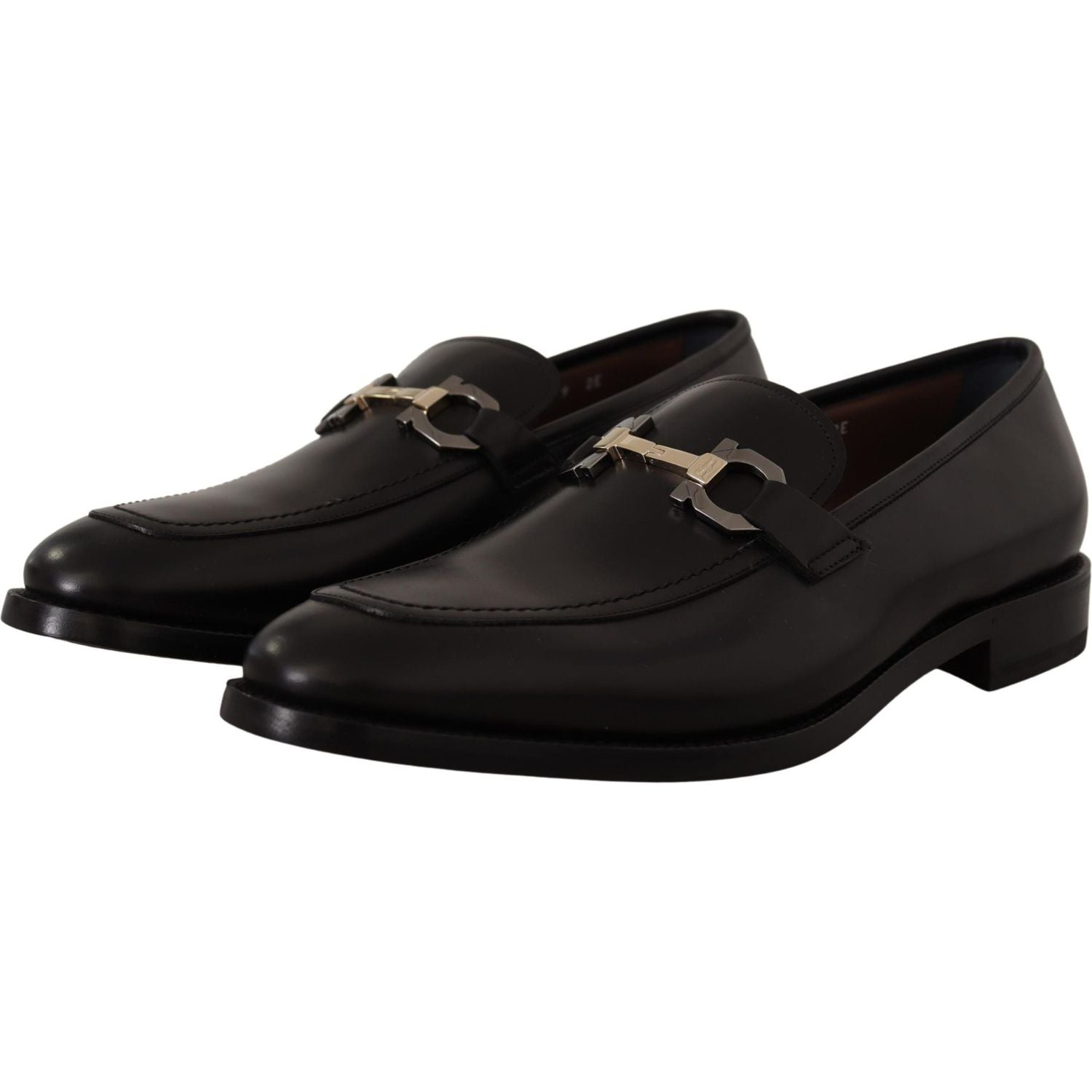 Salvatore Ferragamo Suave Black Leather Gancio Bit Loafers