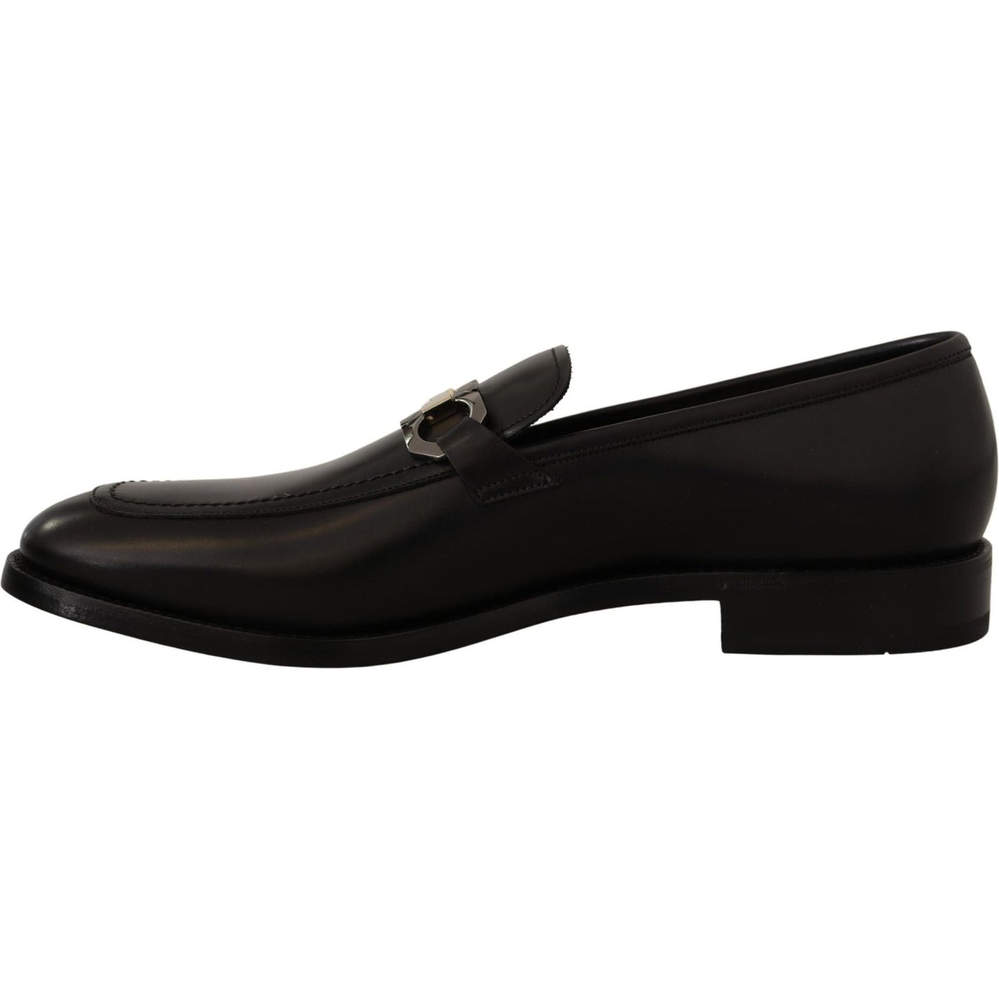 Salvatore Ferragamo Suave Black Leather Gancio Bit Loafers Dress Shoes