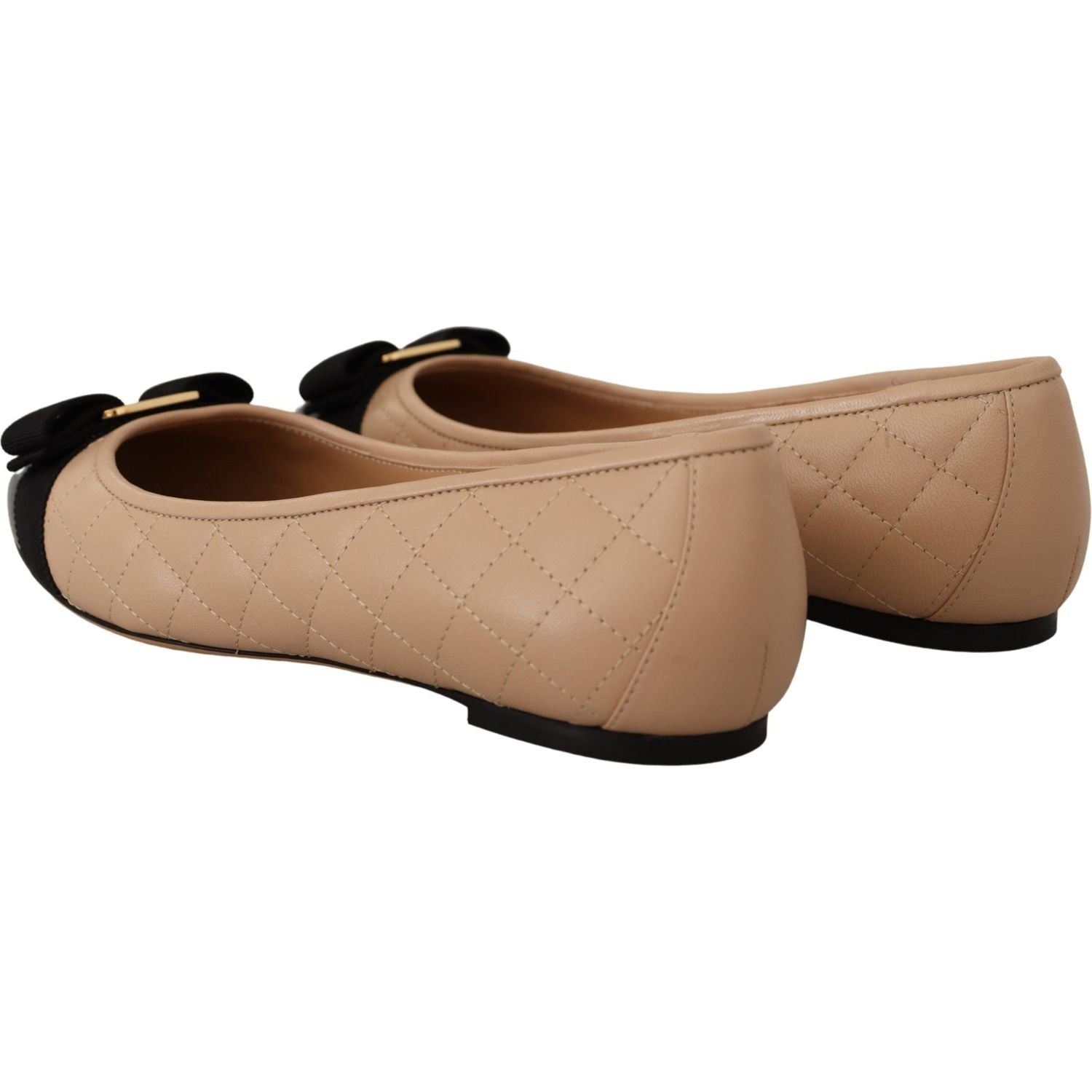Salvatore Ferragamo Elegant Quilted Leather Flats - Chic Dual-Tone Design