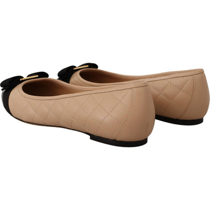 Salvatore Ferragamo Elegant Quilted Leather Flats - Chic Dual-Tone Design WOMAN FLAT SHOES