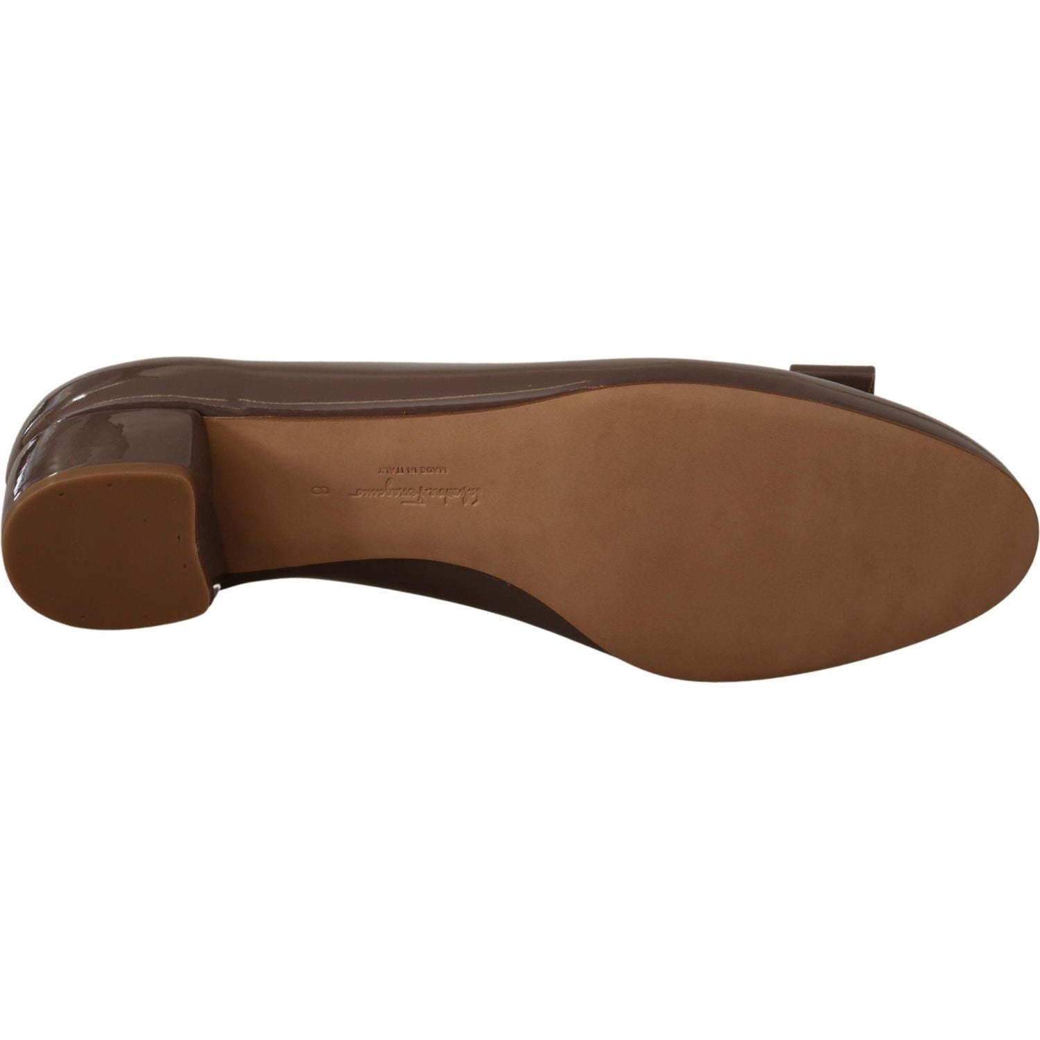 Salvatore Ferragamo Elegant Caraway Brown Pumps with Vara Bow