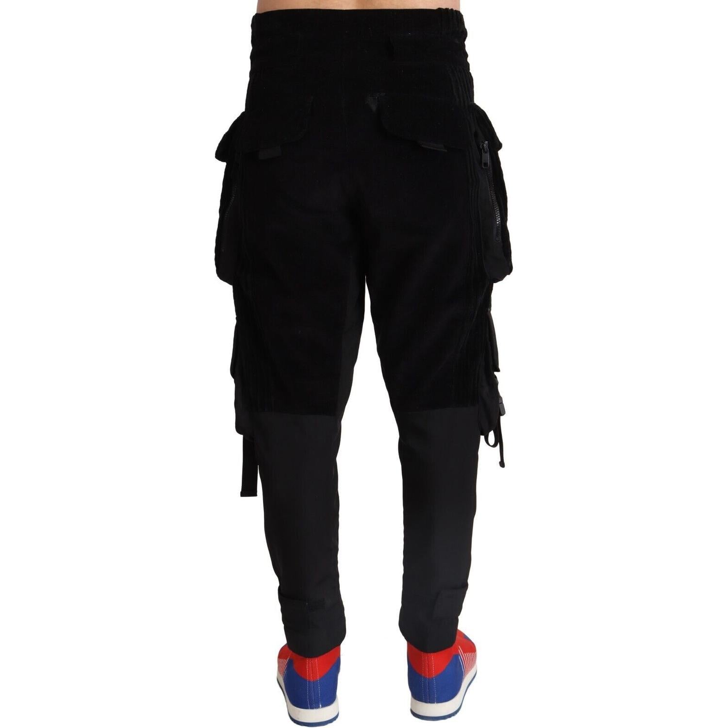 Dolce & Gabbana Black Cotton Skinny Corduroy Cargo Pants