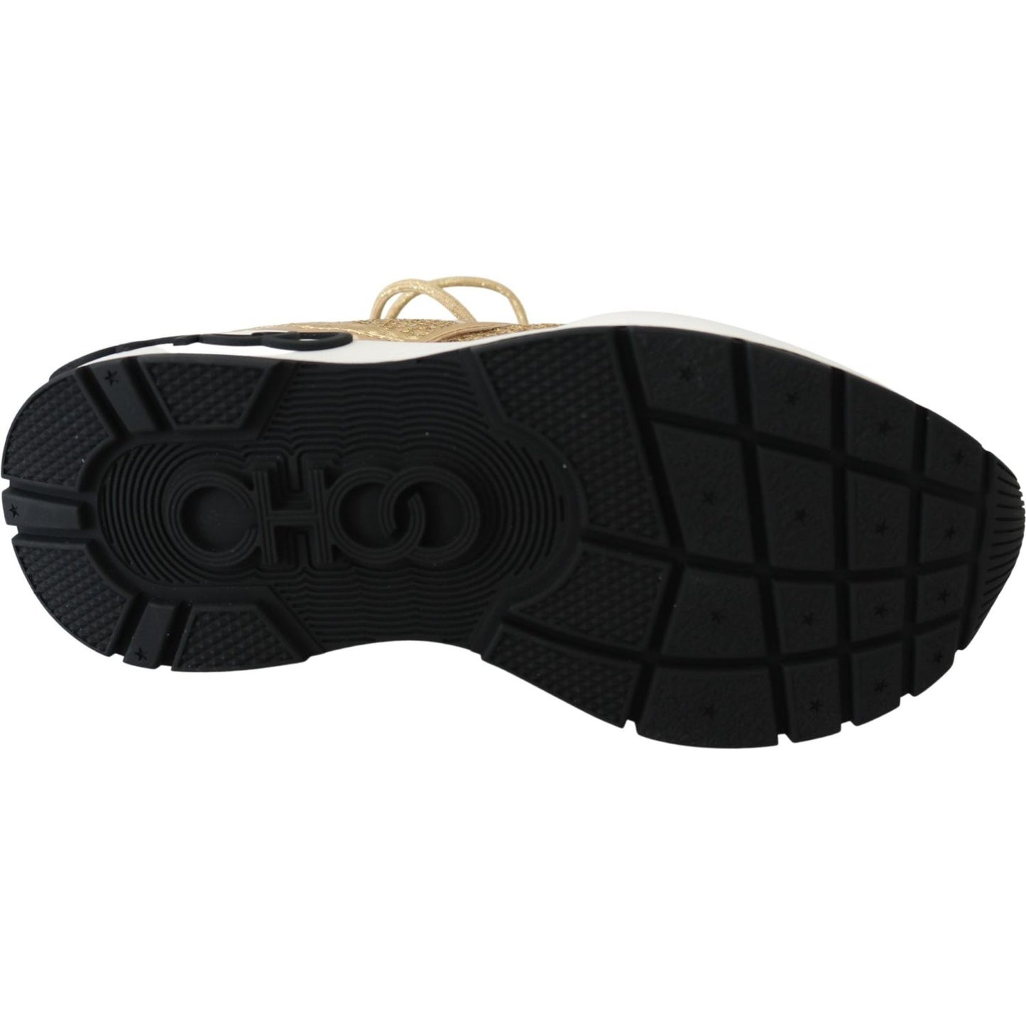 Jimmy Choo Gold Mesh Leather Michigan Sneakers