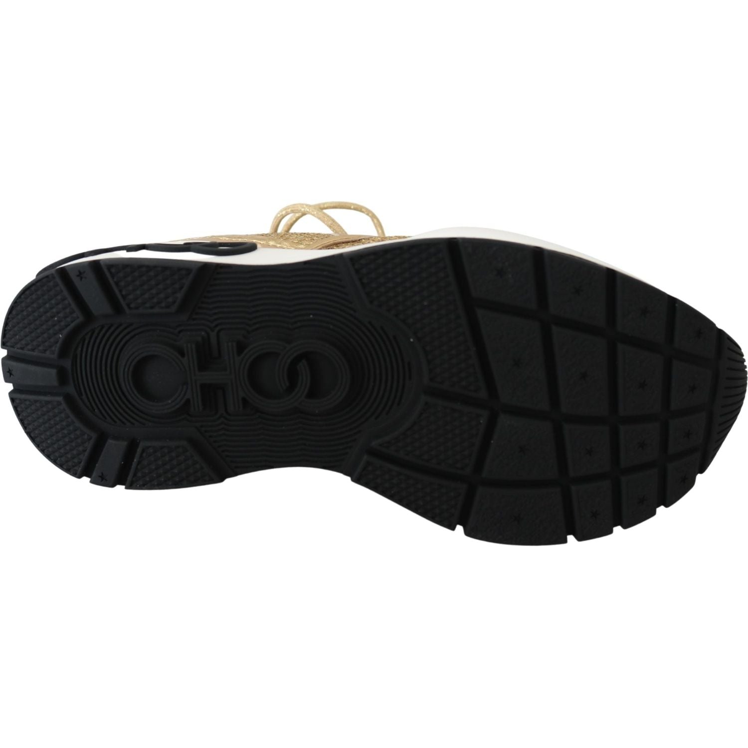 Jimmy Choo Gold Mesh Leather Michigan Sneakers