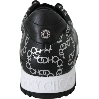 Jimmy Choo Black and Silver Leather Monza Sneakers
