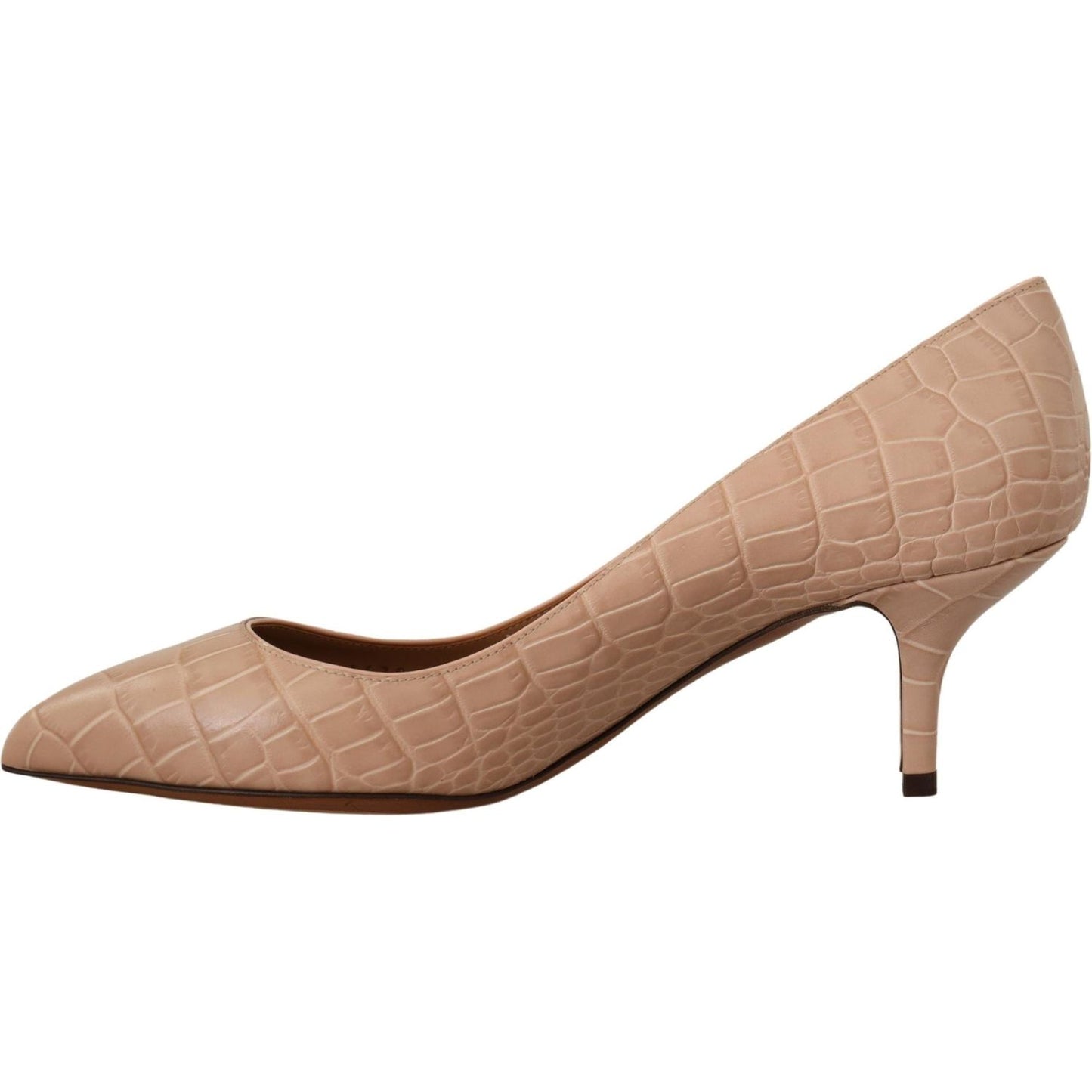 Dolce & Gabbana Beige Leather Pointed Heels Pumps Shoes