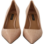 Dolce & Gabbana Beige Leather Pointed Heels Pumps Shoes
