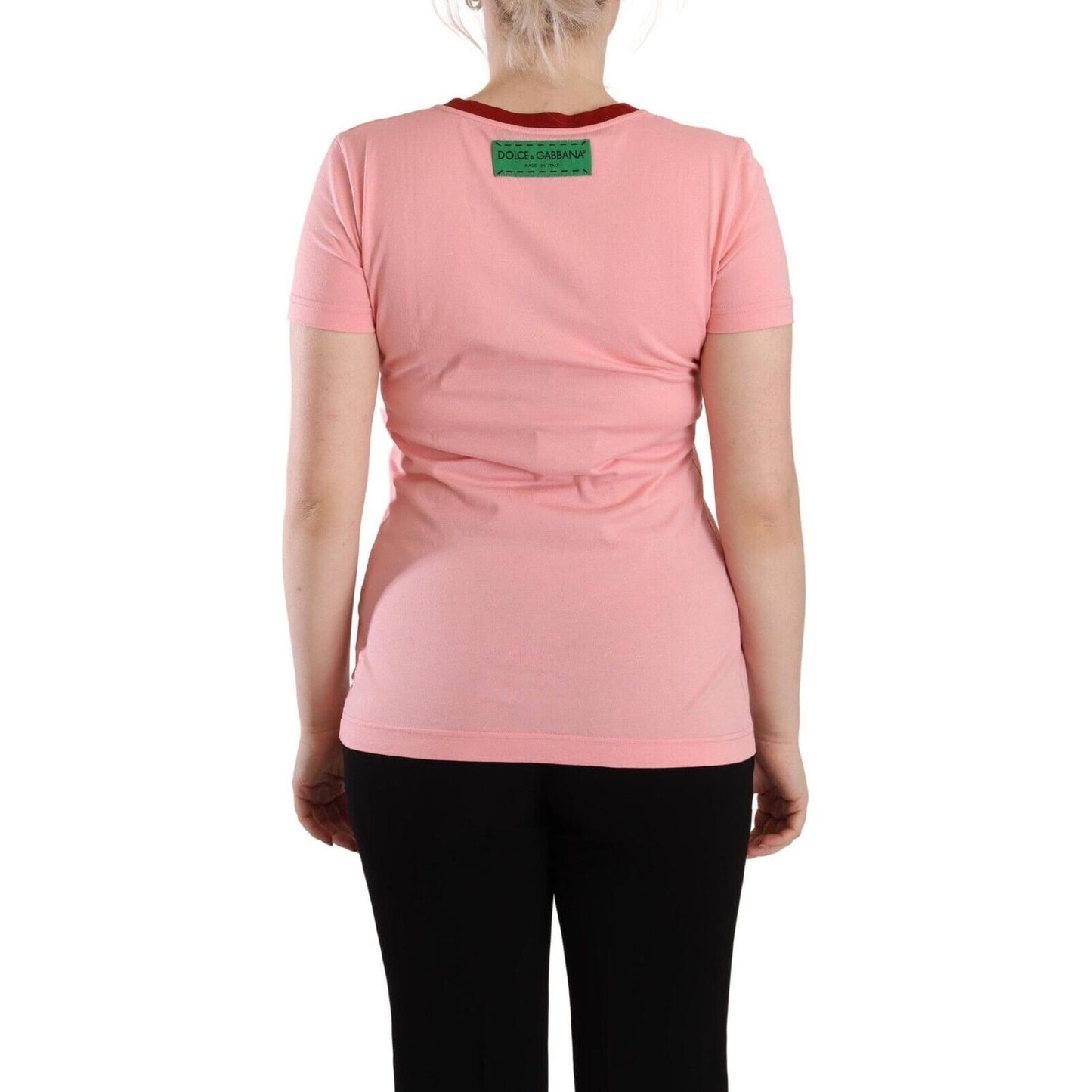 Dolce & Gabbana Pink Cotton Short Sleeves Crewneck T-shirt Top