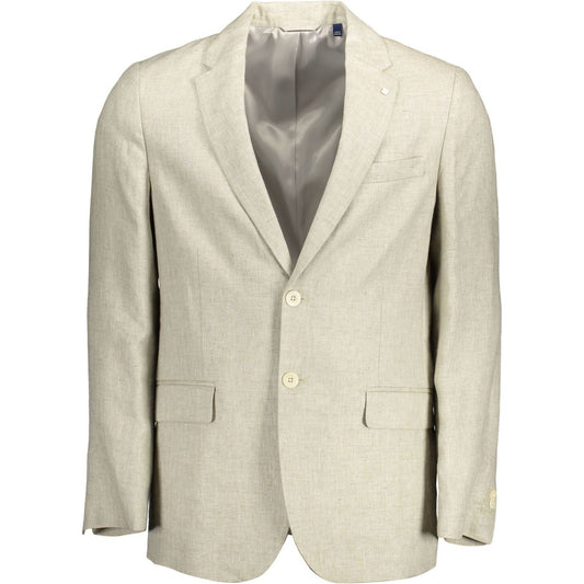 Gant Beige Linen Classic Jacket with Logo Detailing GA2016167-IT52-XL-FBB-81
