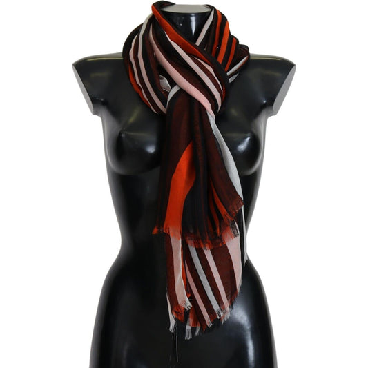Dolce & Gabbana Multicolor Striped Silk Shawl Fringes Scarf