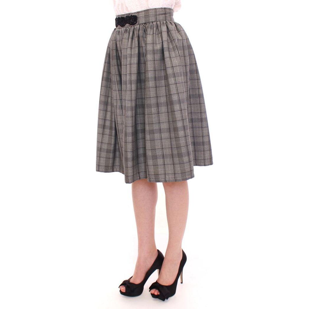 NOEMI ALEMÁN Gray Checkered Wool Shorts Skirt