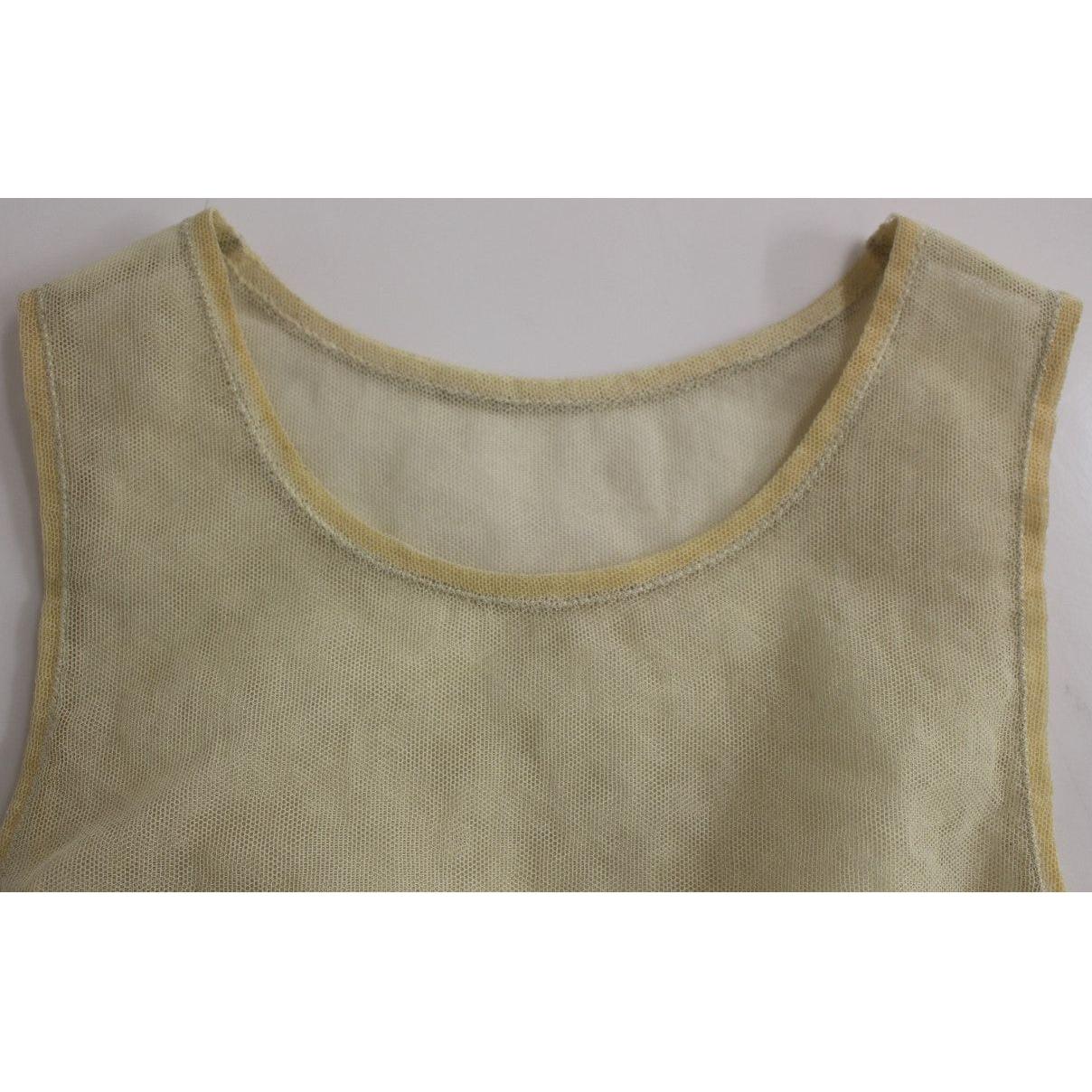 Dolce & Gabbana Beige Sleeveless Cotton Top Tank Blouse
