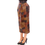 Dolce & Gabbana Brown Patchwork Leather Straight Skirt GSS11479-3