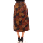 Dolce & Gabbana Brown Patchwork Leather Straight Skirt GSS11479-3