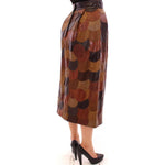 Dolce & Gabbana Brown Patchwork Leather Straight Skirt GSS11479-3
