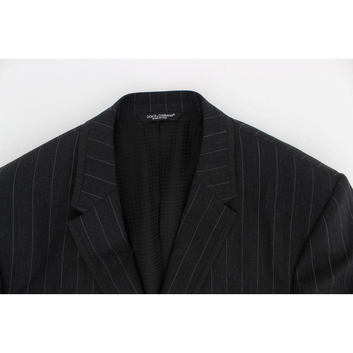 Dolce & Gabbana Gray Striped Slim Fit Wool Blazer