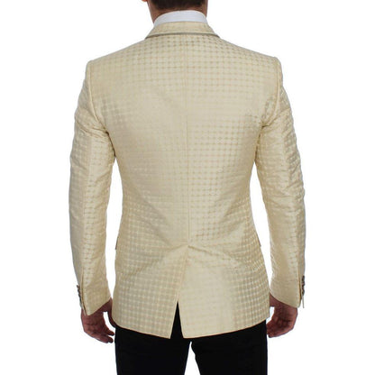 Dolce & Gabbana Beige Polka Dot Silk 2 Piece Blazer