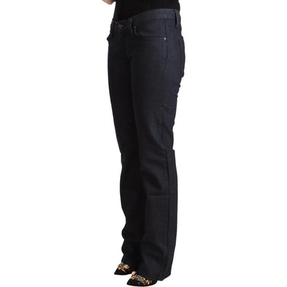 Exte Dark Blue Cotton Stretch Low Waist Straight Denim Jeans