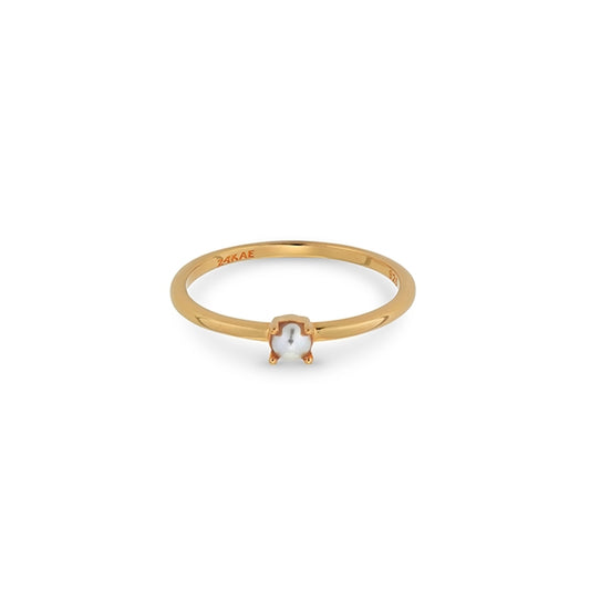 Elegant gold ring from 24KAE JEWELS JEWELRY Mod. 12424Y/58 with a central white stone.