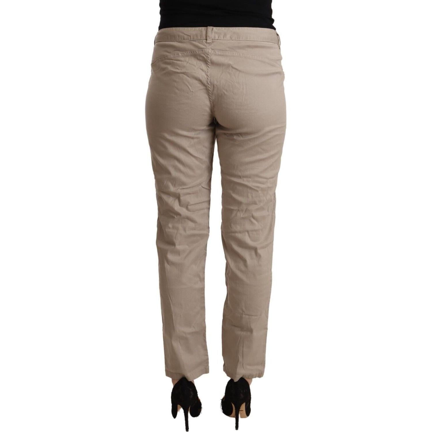 Acht Beige Tencel Mid Waist Tapered Casual Pants