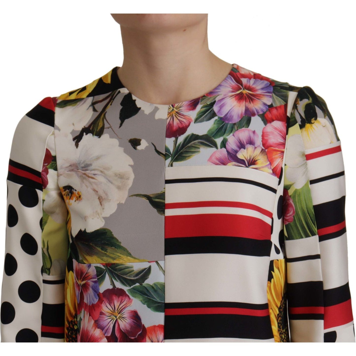 Dolce & Gabbana Multicolor Charmeuse Floral Sheath Jaquard Pachwork Dress