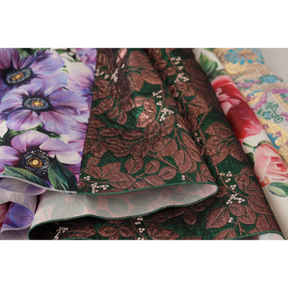 Dolce & Gabbana Dress Midi Patchwork Floral Jaquard Silk
