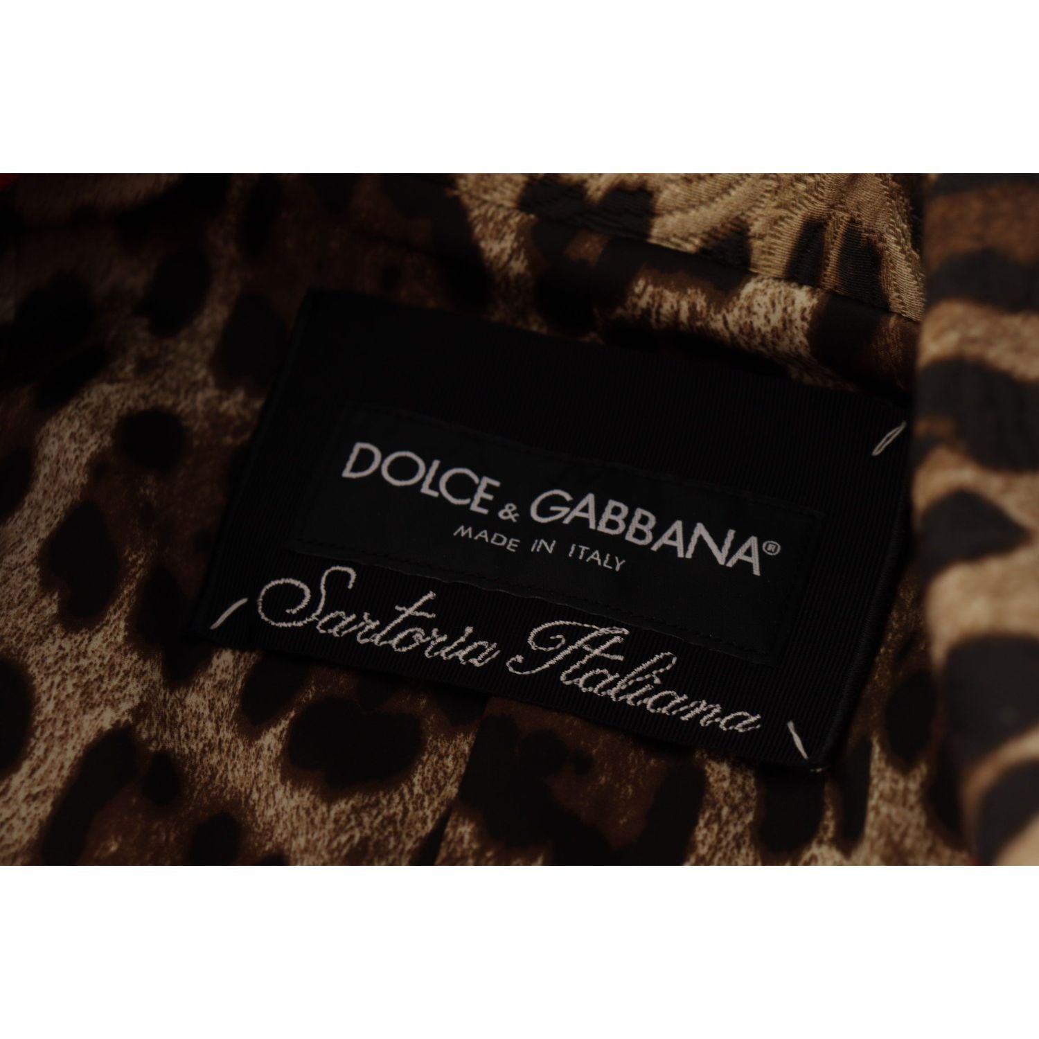 Dolce & Gabbana Red Leopard Wool Trenchcoat Jacket