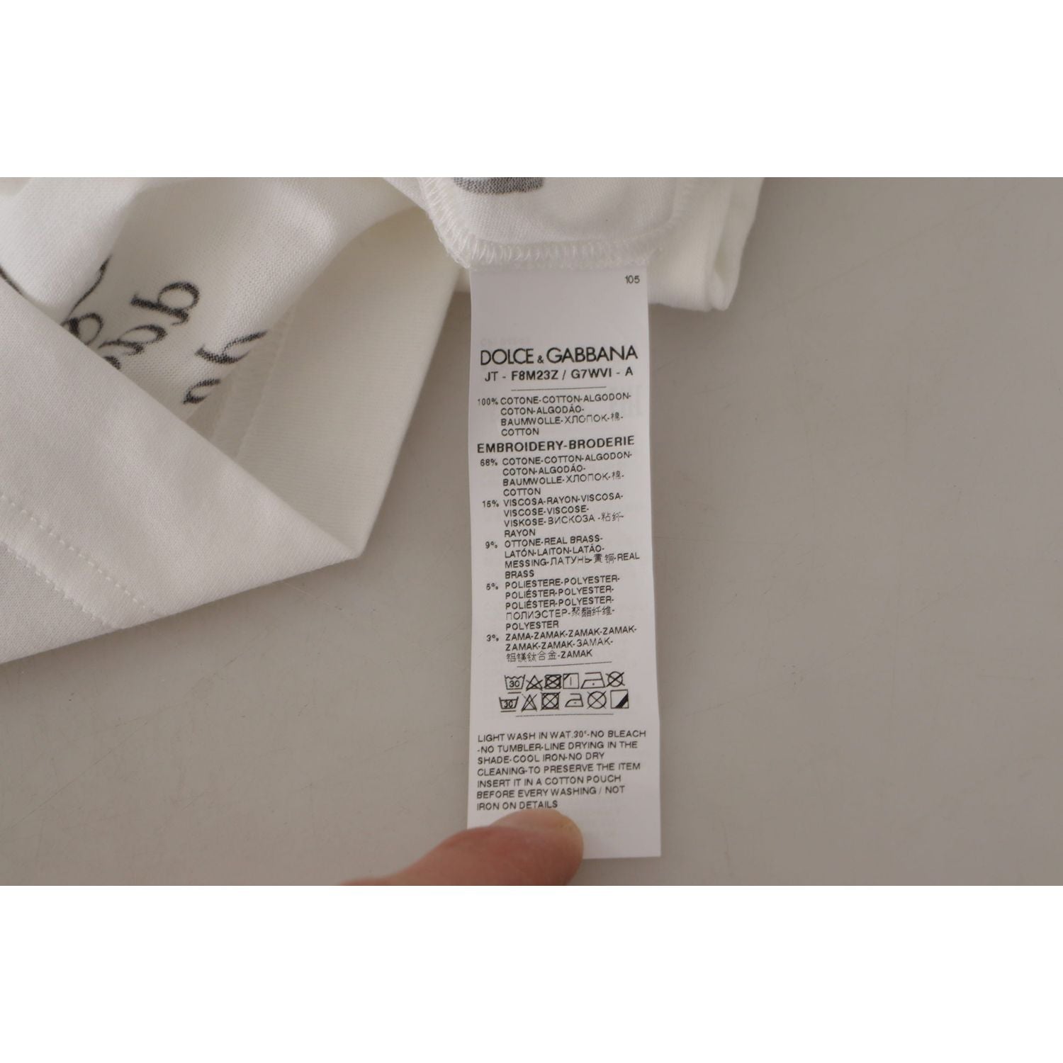 Dolce & Gabbana White Black Roses Crewneck Cotton  T-shirt