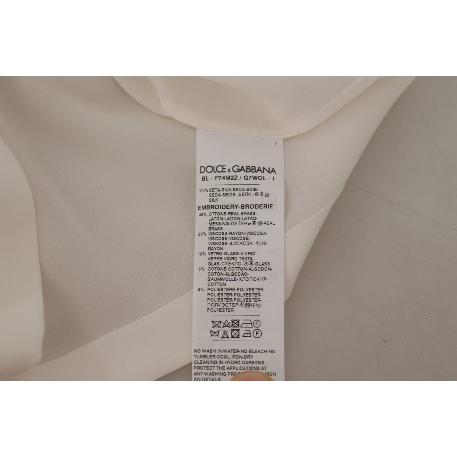 Dolce & Gabbana White Silk Gold DG Crown Crystal Blouse Top