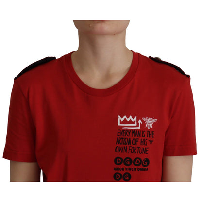 Dolce & Gabbana Red Amor Vincit Omnia Crewneck T-shirt