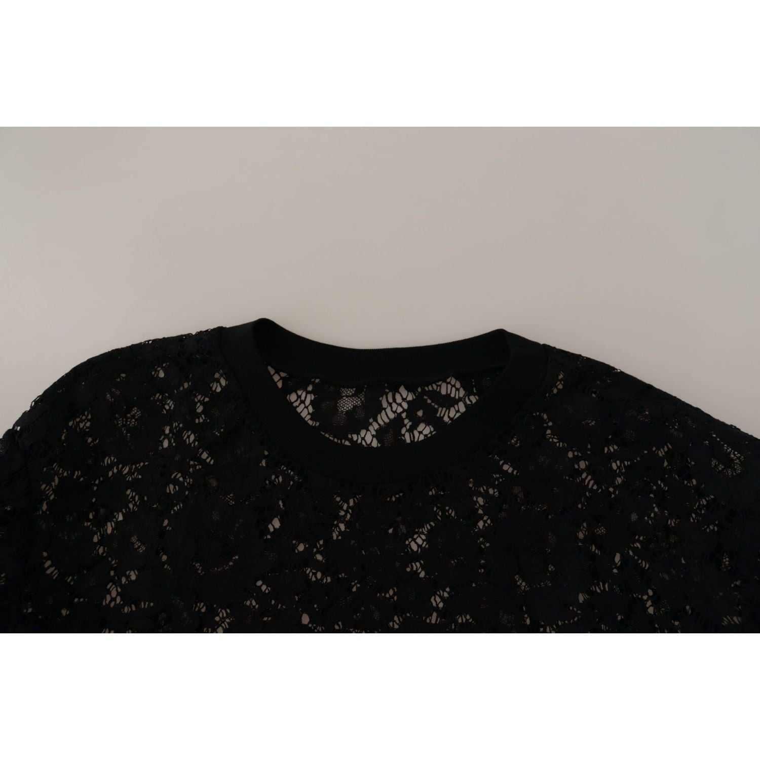 Dolce & Gabbana Black Floral Lace Pullover Sicily Blouse