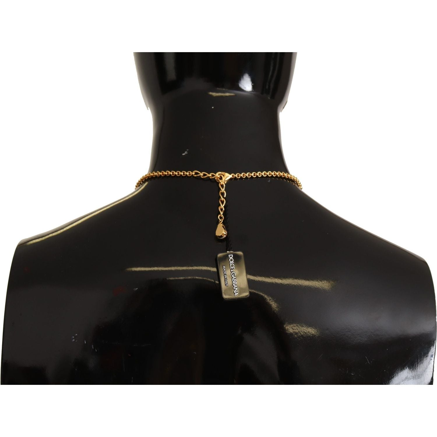 Dolce & Gabbana Gold Rose Love Crystal Charm Chain Necklace