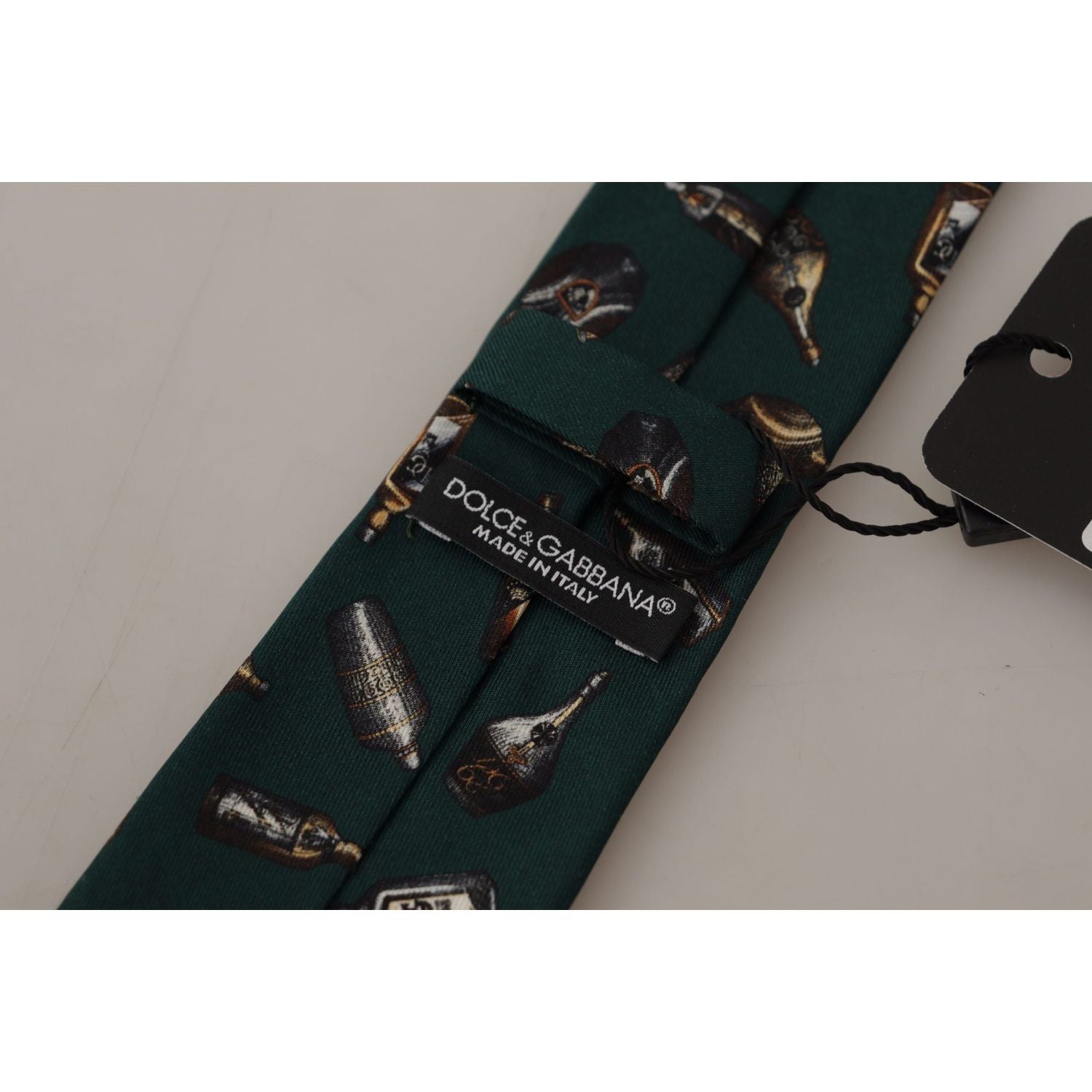 Dolce & Gabbana Black Bottle Fantasy Print Silk Adjustable Accessory Tie
