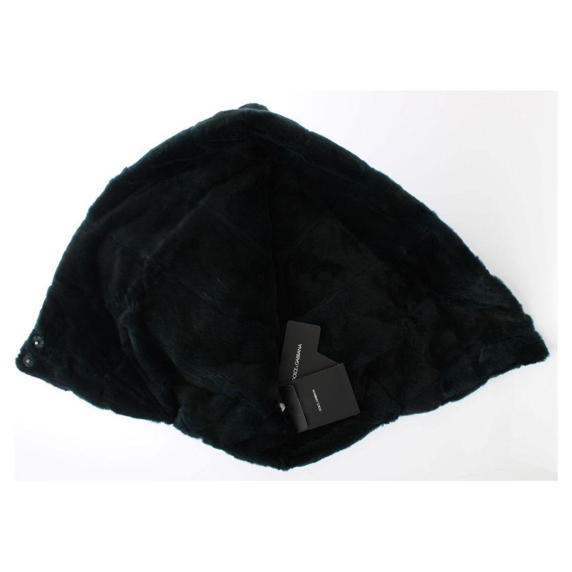 Dolce & Gabbana Green Weasel Fur Crochet Hood Scarf Hat
