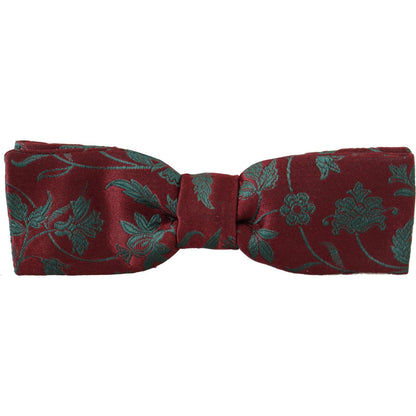 Dolce & Gabbana Maroon Pattern Adjustable Neck Papillon Bow Tie