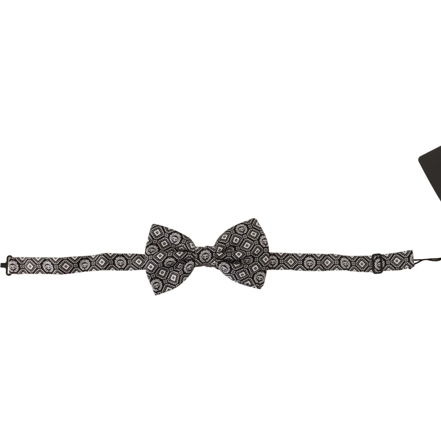 Dolce & Gabbana Black white 100% Silk Adjustable Neck Papillon Tie