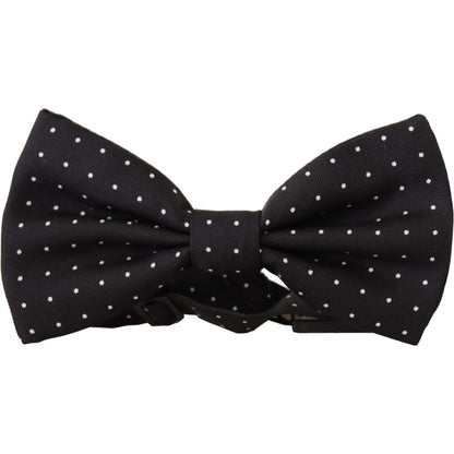 Dolce & Gabbana Black White Polka Dot 100% Silk Neck Papillon Tie