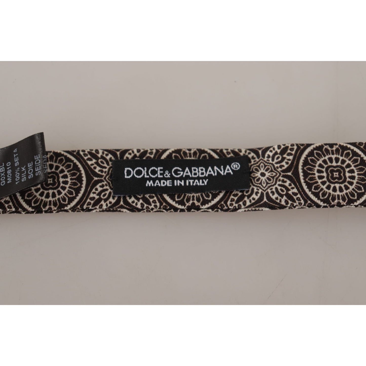 Dolce & Gabbana Black white 100% Silk Adjustable Neck Papillon Tie