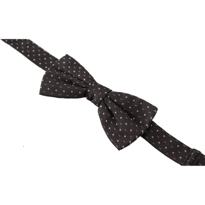 Dolce & Gabbana Gray Polka Dot 100% Silk Neck Papillon Tie