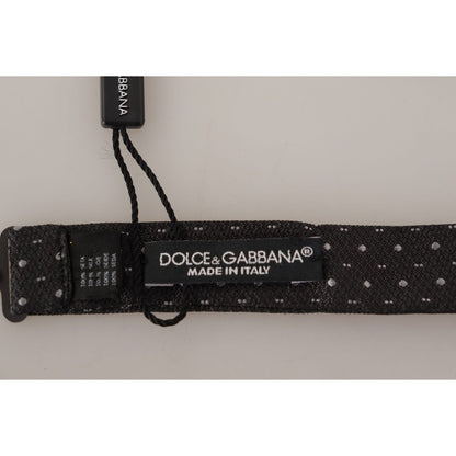 Dolce & Gabbana Gray Polka Dot 100% Silk Neck Papillon Tie