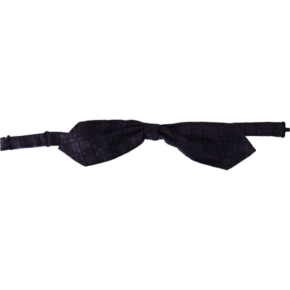 Dolce & Gabbana Blue Geometric Silk Adjustable Neck Papillon Tie