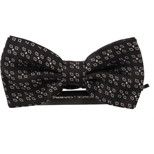 Dolce & Gabbana Black White Polka Dot 100% Silk Neck Papillon Tie