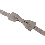 Dolce & Gabbana Silver 100% Silk Slim Adjustable Neck Papillon Tie