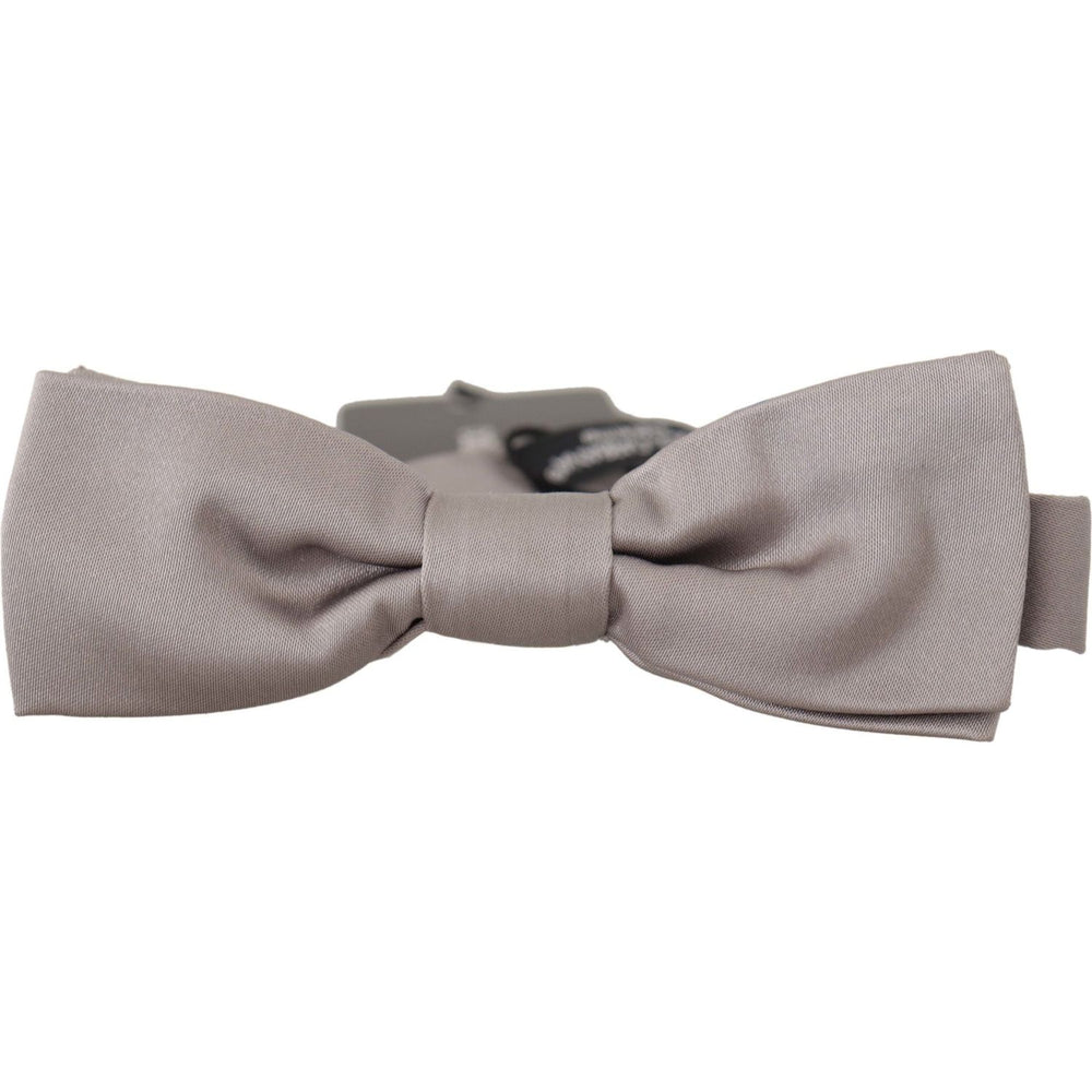 Dolce & Gabbana Silver 100% Silk Slim Adjustable Neck Papillon Tie