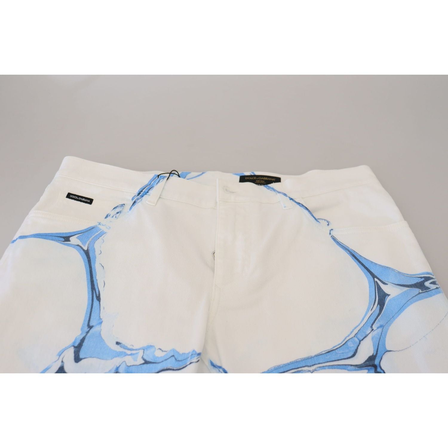 Dolce & Gabbana White Blue Denim Cotton Jeans Stretch Skinny Fit Pant