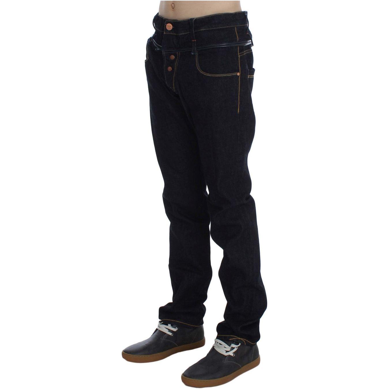 Acht Blue Cotton Regular Straight Fit Jeans Jeans & Pants