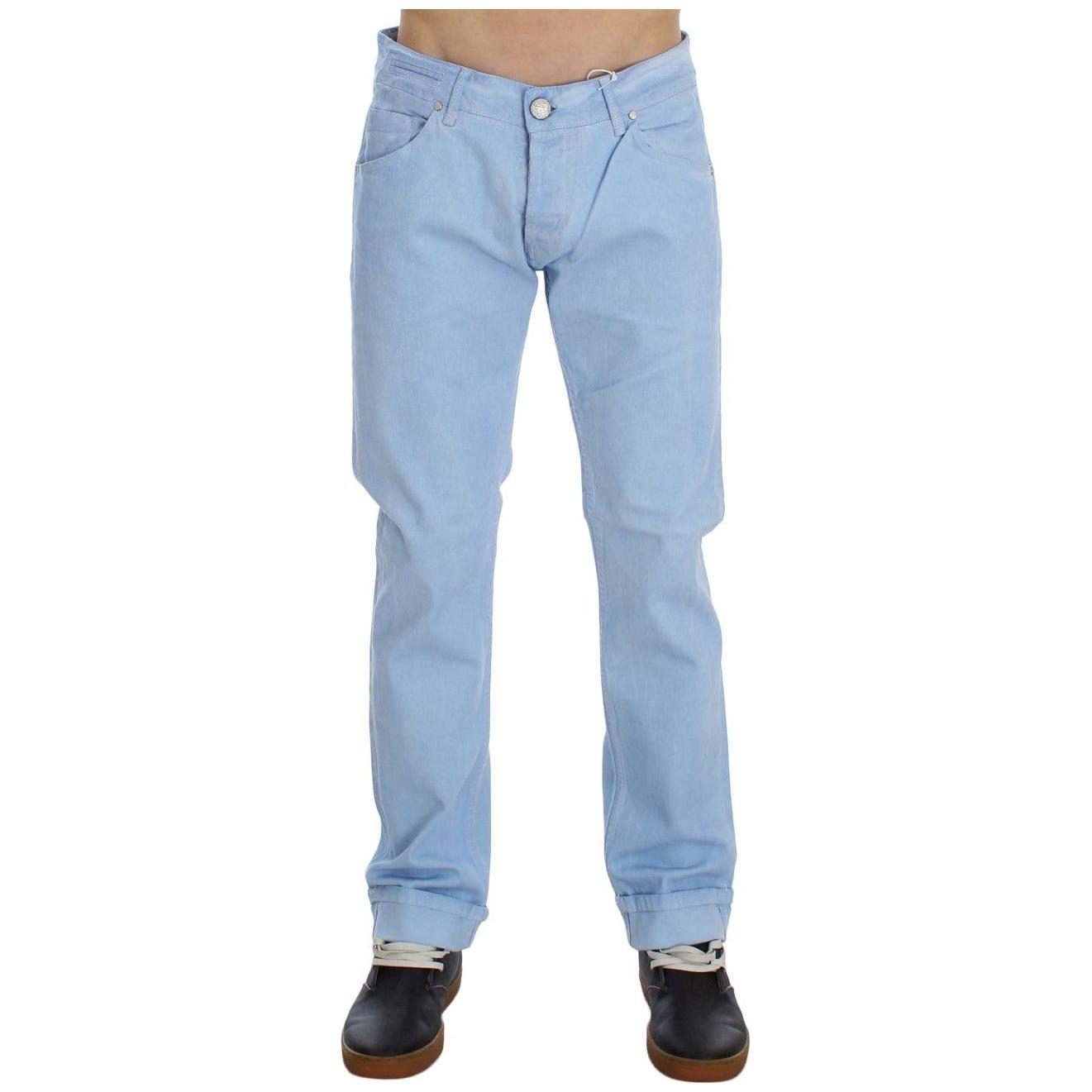 Acht Blue Cotton Stretch Low Waist Fit Jeans