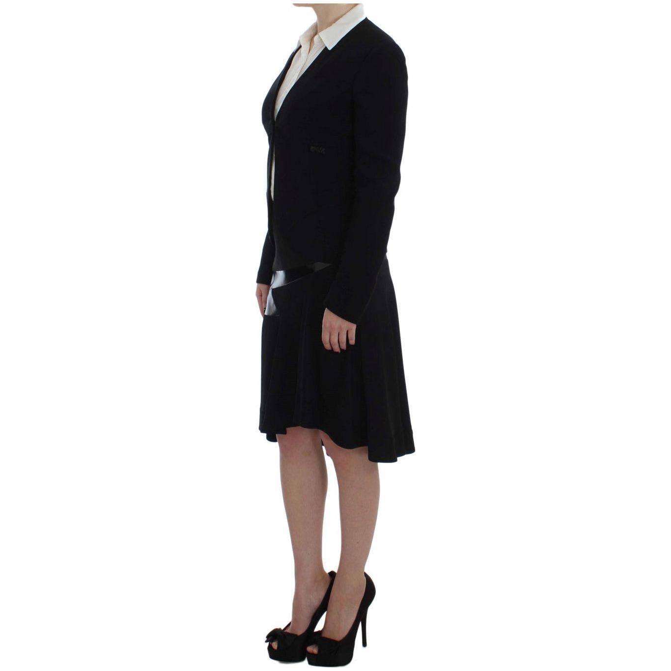 Exte Black Blue Two Piece Suit Skirt & Blazer Skirt Suit
